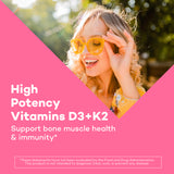 AIDO VITA Premium Vitamin D3 + K2 Gummies with Iron & Magnesium - Sour Watermelon Flavor - Immune, Bone & Heart Support - Vegan, Pectin-Based, Gluten-Free 60 Day Supply(120 Count)