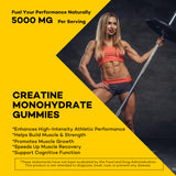ROCK FLASH Sugar Free 5000mg Creatine Monohydrate Gummies for Men & Women Small Package for Easy Portability (60 Count)