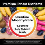 ROCK FLASH Sugar Free 5000mg Creatine Monohydrate Gummies for Men & Women Small Package for Easy Portability (60 Count)